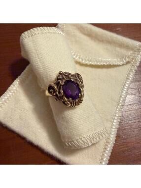 James Avery Vintage 14K Gold Amethyst Cocktail Ring Size 5.5